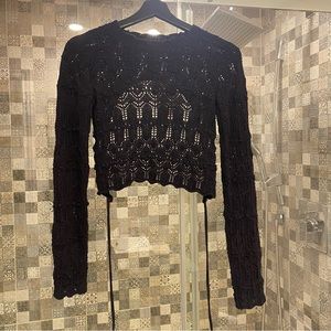 Zara crochet cropped top with lace_ brand new with tag